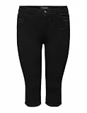 ONLY Carmakoma Damen Caraugusta Hw Skinny Dnm Knickers Sort Jeansshorts, Schwarz, 42 Große Größen EU