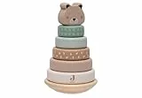 Jollein Holz-Stapelturm mit Ringen - Jungle Jambo - 5 Stapelringe - Ab 1 Jahr - 100% FSC Zertifiziert - Gepard