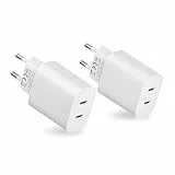 USB C Ladegerät 20W 2-Port USB-C Netzteil PD 3.0 Charger,doppelt 20W Schnellladegerät kompatibel mit iPhone 16 Pro Max, 15, 14, 13, 12, HomePod Mini, iPad Pro, Watch 9, Galaxy S24, S23, Pixel