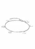 Purelei Kalea Fußkettchen Damen – Edelstahl 18K vergoldet/rosévergoldet/silber – Mit 5 Symbolanhängern – Verstellbar 21–25 cm – wasserfest (Silver)