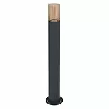 LEDVANCE LED Stehleuchte und Wegeleuchte für 1x E27 Leuchtmittel, Moderne Design Leuchte in Röhrenoptik, 80cm Höhe, aus Aluminium und bernsteinfarbenem Glas, ENDURA CLASSIC PIPE 80CM Post E27