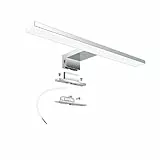 Aogled Led Spiegelleuchte Badezimmer 30 cm 5W 500LM 230V Neutralweiß 4000K,Edelstahl Class II Slim Bad Spiegelleuchte,Klemmplatte am Spiegel/Schrank/Wandbeleuchtung 300mm