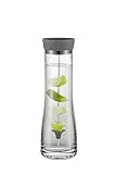 blomus Wasserkaraffe -DRIWA- aus Glas, 1 Liter, Glaskaraffe mit Deckel-Ausgießer und Fruchtspieß (Dark Gray)