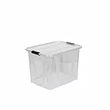 Kreher Aufbewahrungsboxen Master mit Deckel in Transparenter Ausführung. In verschiedenen Größen (wählbar). Aus robustem Kunststoff. (55 Liter)