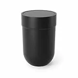 Umbra Touch Abfalleimer mit 6 L Fassungsvermögen und Schwingdeckel – Kosmetikeimer und Papierkorb für Badezimmer und Kleine Räume – Modernes, Glattes Design mit Soft Touch Textur, Schwarz