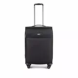 Stratic Light + Koffer Weichschale Reisekoffer Trolley Rollkoffer mittelgroß, TSA Kofferschloss, 4 Rollen, Erweiterbar, Größe M, Schwarz