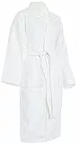 Brandsseller Unisex Bademantel aus Baumwolle L – Leichter Morgenmantel aus Waffel-Piqué für Damen & Herren – Saunamantel/Hausmantel für Wellness & Zuhause - Weiß