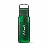 LifeStraw Go Serie - BPA-freie Trinkflasche mit Wasserfilter 1l für Reisen und den täglichen Gebrauch - entfernt Bakterien, Parasiten, Mikroplastik und verbessert den Geschmack, Terrace Green (grün)