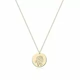 Jenosy Kette Damen Gold Kette mit Geburtsblumen September Personalisierte Kette mit Blume Zarte Kette mit Pfingstrosen Anhänger Hypoallergene Vergoldete Kette Modeschmuck für Frauen und Mädchen
