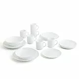 Arcopal Komplettes weißes Tafelservice für 6 Personen, 24-teilig, 6 flache Teller, 6 tiefe Teller, 6 Dessertteller und 6 Tassen, mehrfarbig, 24-teilig