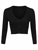 Irevial Bolero Damen Festlich Jäckchen für Abendkleid Langarm Kurze Hochzeit Bolerojacke Kleid Elegant Schulterjacke Schwarz M