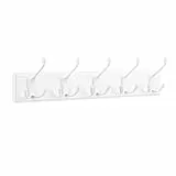 SONGMICS Wandgarderobe, Garderobenleiste, 5 Dreifach-Haken aus Metall, Hakenleiste für Kleidung, Taschen, für Flur Schlafzimmer Wohnzimmer, vormontiert, wolkenweiß LHR305W01