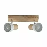 Lindby Deckenlampe, Wandlampe Holz Metall Deckenstrahler drehbar und schwenkbar Deckenleuchte 2x E14 ohne Leuchtmittel Lampe Wohnzimmer Küchenlampe