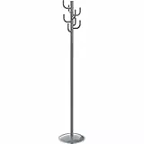 MAUL Garderobe MAULpolaris 36,5x36,5x177cm | Garderobenständer mit Regenschirmhalter und 8 Haken | Flurgarderobe für Büro, Empfangsbereich | Stabiler Kleiderständer aus Stahl (Grau)