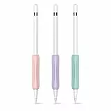 Delidigi 3 Stück Apple Pencil Griff Schutzhülle Silikon Halter Ergonomisches Ärmelzubehör Kompatibel mit Apple Pencil 1. und 2. Generation (Rosa, Lila, Edelsteingrün)