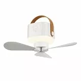 Starnearby Deckenventilator mit Beleuchtung, Deckenventilator Akku, 7200Ah Tragbarer Campingventilator mit Fernbedienung & LED Licht, Einstellbare Windgeschwindigkeit für Camping, Schlafsaal (Weiß)