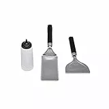 Weber Grillplatten Zubehör Starter Set, 3-teilig, besteht aus Grillplatten-wender, Schaber aus Edelstahl & Quetschflasche. Perfekt für alle Planchas/Grillplatten (6777)