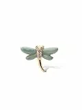 SINGULARU - Einzelner Ohrring Libelle. Sterlingsilber mit 18 kt Goldbeschichtung, Emaille und Zirkonia. Schmuck für Damen