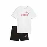 PUMA Mädchen Essentials No.1 Logo T-Shirt und Shorts Set 152, White Wild Pink