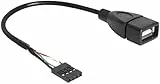 Delock USB-Kabel USB 2.0Pfostenstecker 4pol., USB-A Buchse 20.00cm Schwarz UL-zertifiziert, 1 Stück