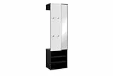 byLIVING Kompaktgarderobe Andorra/Spiegel, Kleiderstange und Schuhfächer/Garderobenschrank/Flurgarderobe/Maße: B 55, H 187,5, T 40,5 cm (Weiß)