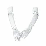 Andiker Damen Lange Handschuhe, 1920er Satin Opera Fest Party Hochzeit Braut Handschuhe (Weiß)