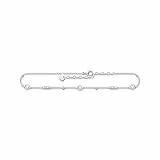 THOMAS SABO Fußkette mit Perlen und weiße Steine Silber 925 Sterlingsilber
