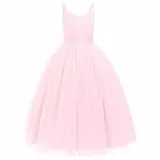 IBTOM CASTLE Blumenmädchen-Tutu-Kleid für Kinder, bestickt, Hochzeit, Festzug, Brautjungfernkleid, Mädchen, Pirncess, Abschlussball, Geburtstag, Party, Tanz, Erstkommunion, Ballkleid, Träger: Weiß
