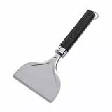 Weber Grillplatten-Schaber, aus Edelstahl, entfernt Fett & Schnutz effektiv, ideal zur Reinigung von Grillplatten/Planchas, Rutschfester Komfortgriff, spühlmaschinenfest - Silber (6781)