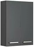 Pelipal Badezimmer Hängeschrank Quickset 311 in Anthrazit Glanz, 60 cm breit | Bad Wandschrank mit 2 Türen und 2 Einlegeböden