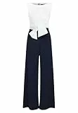 Vera Mont Damen Jumpsuit mit weitem Bein Dunkelblau/Weiß,38