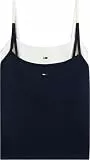 Tommy Jeans Damen 2er Pack Tops Essential Strap Top Stretch, Mehrfarbig (Ecru/Dark Night Navy), S