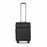 Stratic Light + Koffer Weichschale Reisekoffer Trolley Rollkoffer Handgepäck, TSA Kofferschloss, 4 Rollen, Erweiterbar (S, Schwarz)