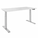 Weber Büro 2-Motoren-Schreibtisch TELDRA, 120-200 cm, elektrisch höhenverstellbar, Weiß | Memory-Funktion, Höhenanzeige, Kollisionsschutz, Farbe Gestell:Silber, Größe:(BxT) 1600 x 800 mm