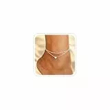 ESHIONER Fußkettchen für Damen Fußkette Silber Titan Stahl Double Layer Verstellbare Herz Fußkettchen Fuß Strand Sommer Wasserdicht Multilayer Wasserfester Schmuck Fussketten für Frauen Mädchen