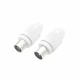 Hama TV-Antennenstecker (2 Antennenstecker TV Koaxialstecker männlich + Koaxialstecker weiblich, Durchmesser 5-7 mm, 2 Stück) weiß