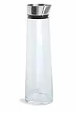 blomus -ACQUA- Wasserkaraffe aus Glas, 1,5 Liter Fassungsvermögen, Glaskaraffe mit hochwertigem Edelstahl-Deckel, tropffreies Ausgießen, exklusive Optik (H / B / T: 33 x 10 x 10 cm, Klar, 63448)