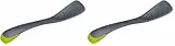 Joseph Joseph - Uni-Tool 5-in-1 Silikon Küchenwerkzeug, Schlitzlöffel, Pfannenwender, Solider Löffel und Spatel in einem - Grau (Packung mit 2)