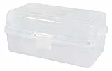 Rayher Aufbewahrungsbox / Sortierbox Kunststoff-Werkzeugkiste mit Tragegriff, 3 Ebenen, 31 x 17 x 15 cm, zum Sortieren und Ordnen von Kleinteile, Aufbewahrungskoffer mit Clip, Transparent