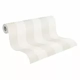 A.S. Création Maison Charme Vliestapete mit Blockstreifen 0,53 x 10,05 m – Beige, Weiß – Streifentapete Made in Germany – 314055