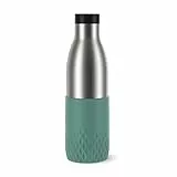 Emsa Bludrop Sleeve Isolier-Trinkflasche, 0,7 Liter, 100% dicht, Quick-Press Verschluss, Ergonomischer 360° Trinkgenuss,12h warm, 24h kühl, spülmaschinenfest, Edelstahl, Petrol, N31112