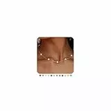 FUNEIA Kette Gold Damen Halskette 18k Vergoldete mit Geburtsstein Anhänger Wasserfest Goldkette mit Kleeblatt Verstellbare Goldene Kette für Freundin Frauen Mädchen Goldschmuck Geburtstag Geschenk