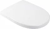 Calmwaters® Antibakterieller WC Sitz für Keramag iCon 204000 & 204060, D-Form mit Absenkautomatik, überlappend, aus Duroplast, Weiß - 26LP5381