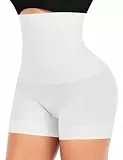 YARRCO Bauchweg Unterhose Damen Shapewear Nahtlose Miederhhose Hohe Taille Kurze Miederpants Body Shaper Leggings Figurformende Unterwäsche (Weiß, S)