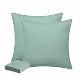 Aisbo Kissenbezug 80x80 2er Set - Kopfkissenbezug 80 x 80 Salbeigrün mit Reißverschluss aus Mikrofaser, ÖKO-TEX Pillow Cover 80x80cm, Weich und Bügelfrei
