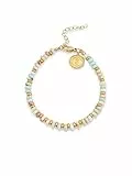 SINGULARU - Full Daylight Armband. Edelstahl mit 18 Kt Vergoldeter Beschichtung und Naturstein. Schmuck für Damen.