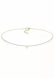 Elli Halskette Damen Choker Basic Geo mit Mondstein in 925 Sterling Silber Vergoldet
