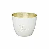 Seaside No.64 - Romantische Windlichter Baltic aus Metall mit ausgestanzten Motiven - Diverse Farbkombinationen für Teelichter & Stumpenkerzen in Haus und Garten (Home - weiß, Gold)