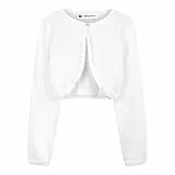 BlackButterfly Mädchen Langarm Bolero Funkeln Strickjacke Kinder (Weiß - Holografisches Funkeln, 7-8 Years)