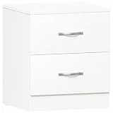 Vida Designs Nachttisch, weiß, 2 Schubladen mit Metallgriffen und -schienen, einzigartige Schubladenunterstützung gegen Verbiegen, Schlafzimmer-Möbel Riano, 47 x 40 x 36 cm